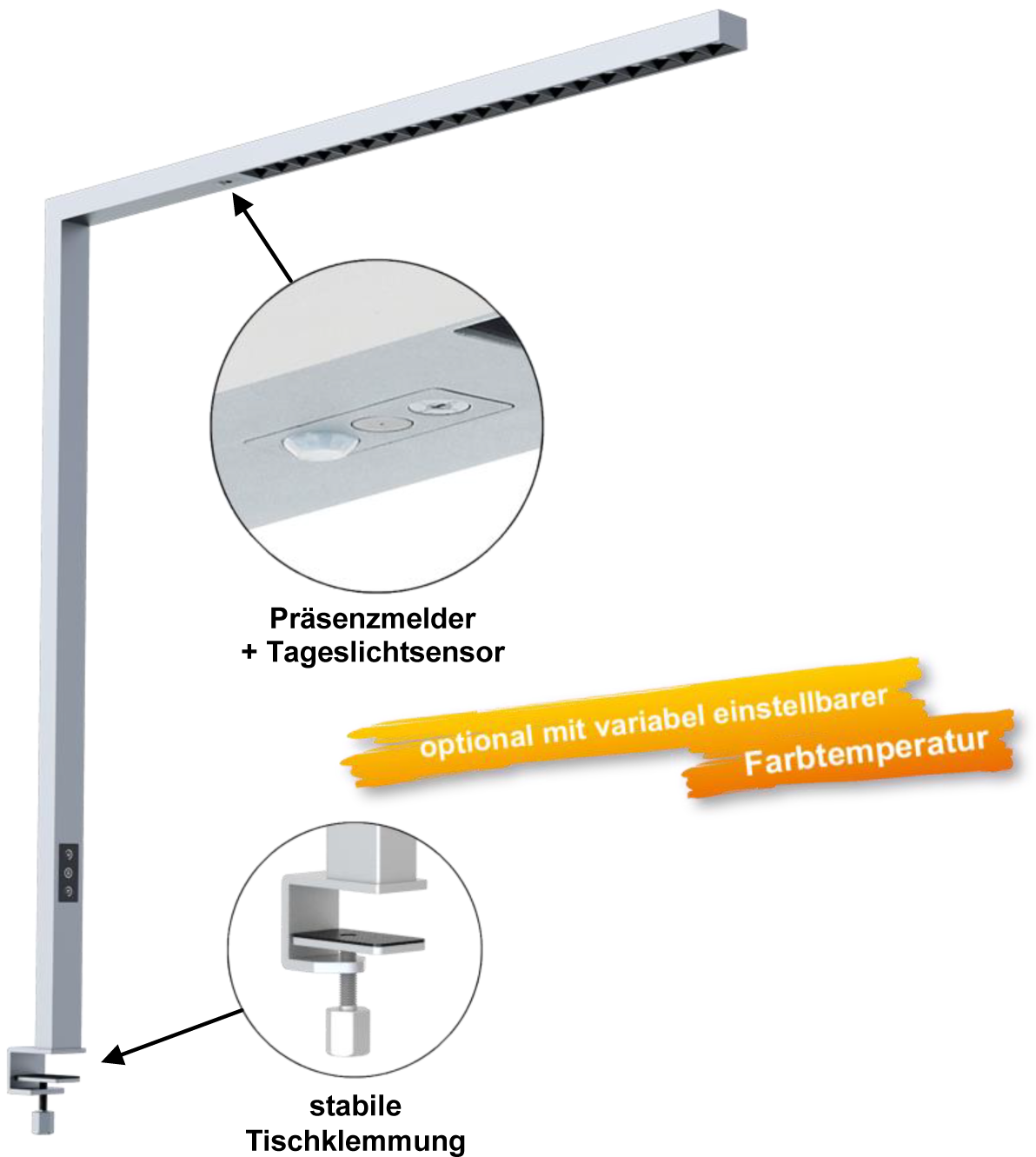 LEDAXO LED-Büroleuchte AL-08-80-FVDL mit einstellbarer Farbtemperatur